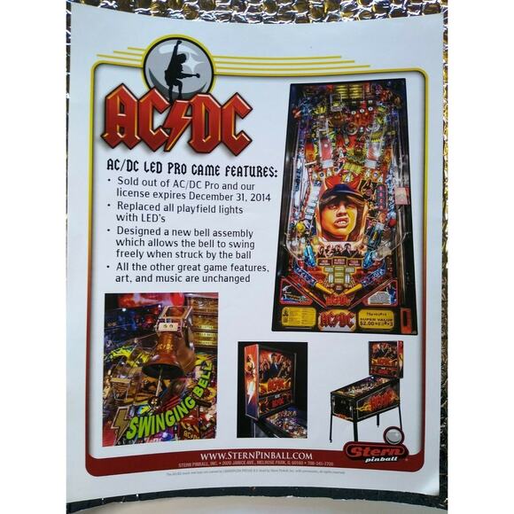 AC/DC Pinball FLYER LED Pro Edition 2013 Original Hard Rock Music Vintage Promo - Picture 6 of 6